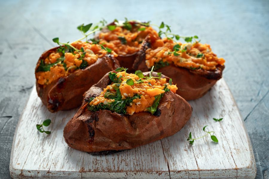 BBQ Chicken Stuffed Sweet Potatoes